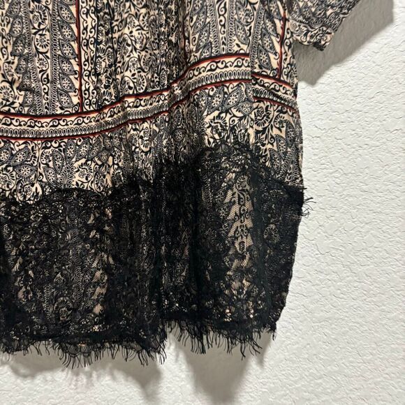 NWT Anthropologie Vanessa Virginia Off Shoulder Blouse M Black Motif Boho Floral - Picture 3 of 9